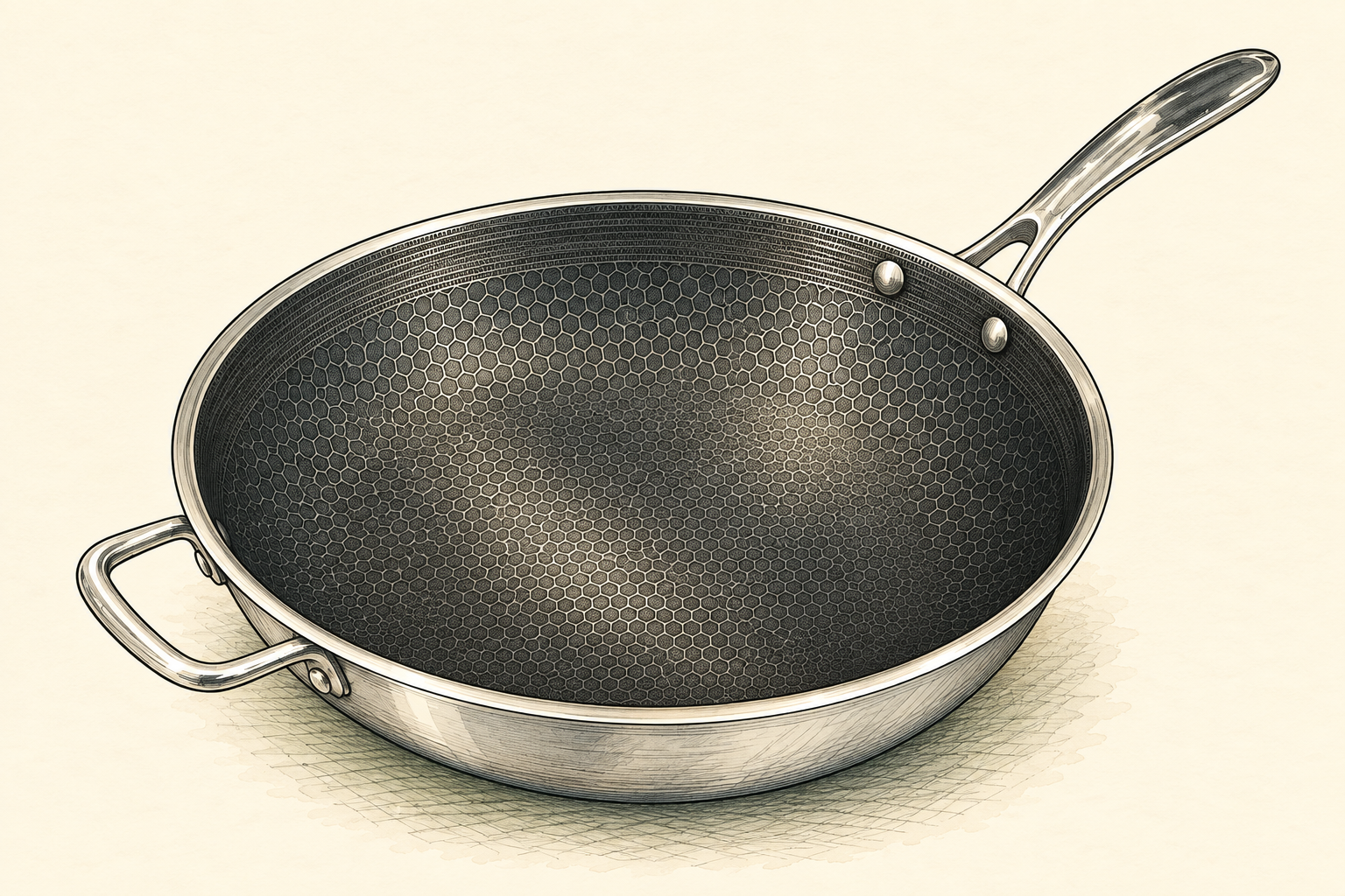 Illustration of HexClad Hybrid Fry Pan