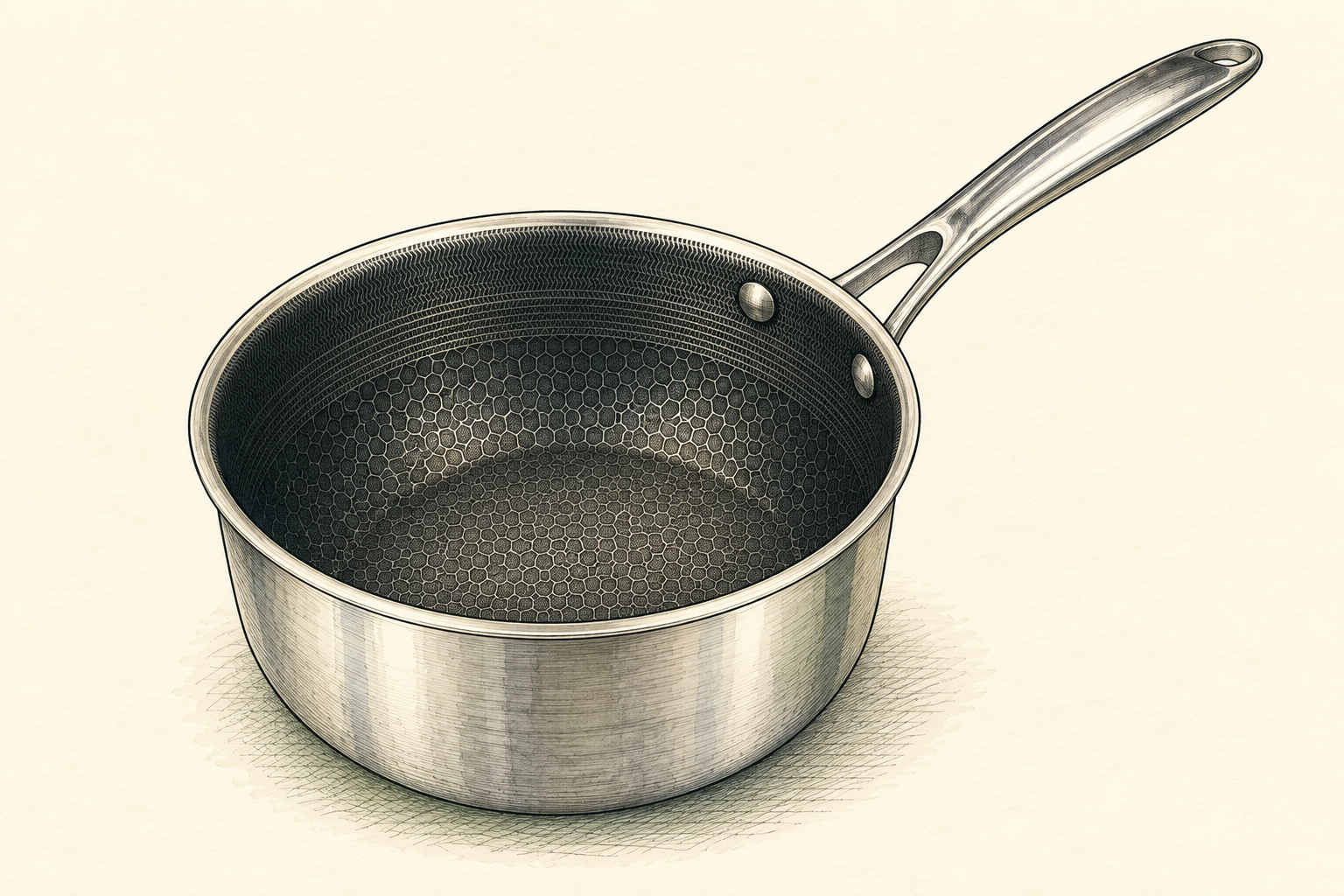 Illustration of HexClad Hybrid Saucepan