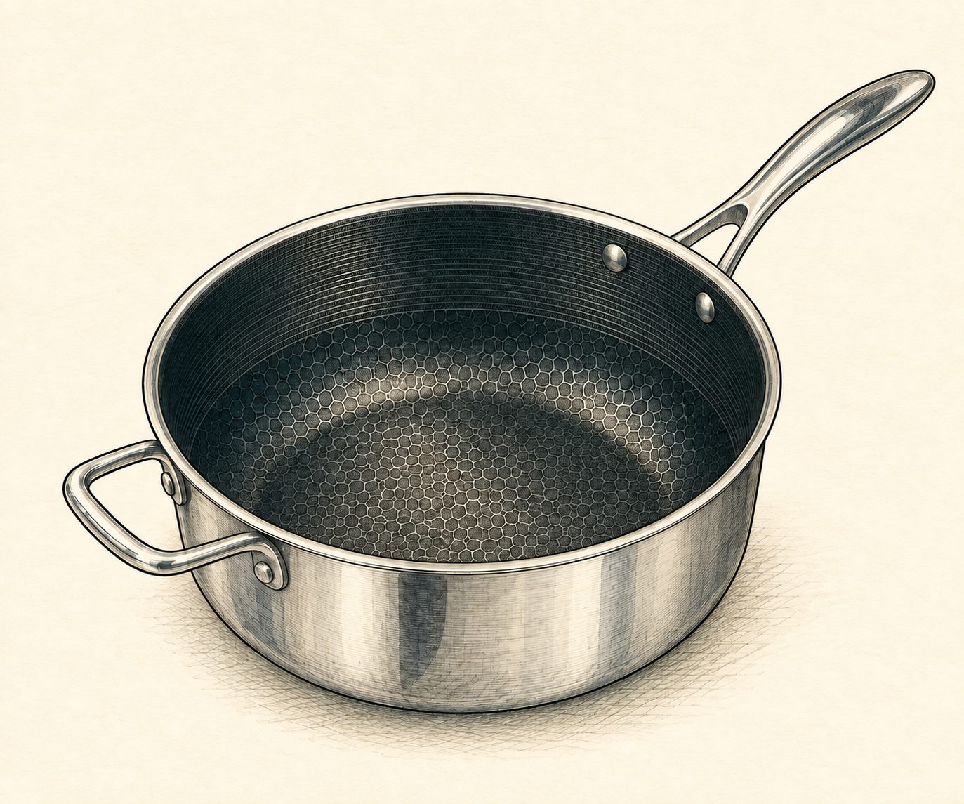 Illustration of HexClad Hybrid Deep Sauté Pan