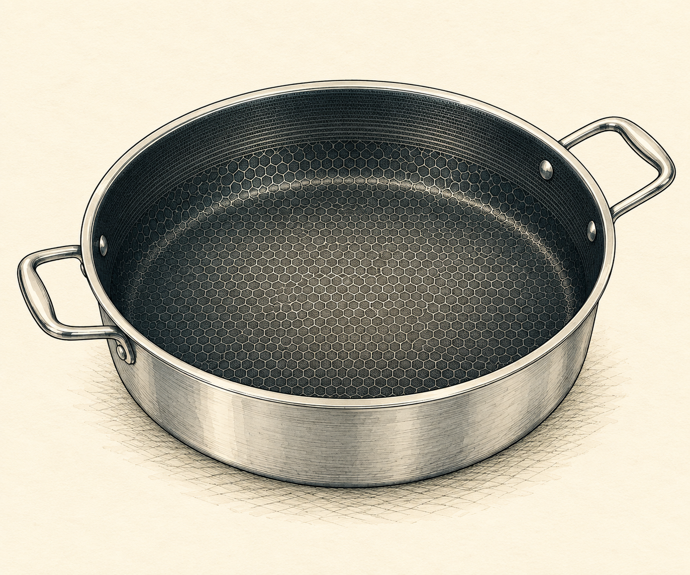 Illustration of HexClad Hybrid Deep Sauté Pan