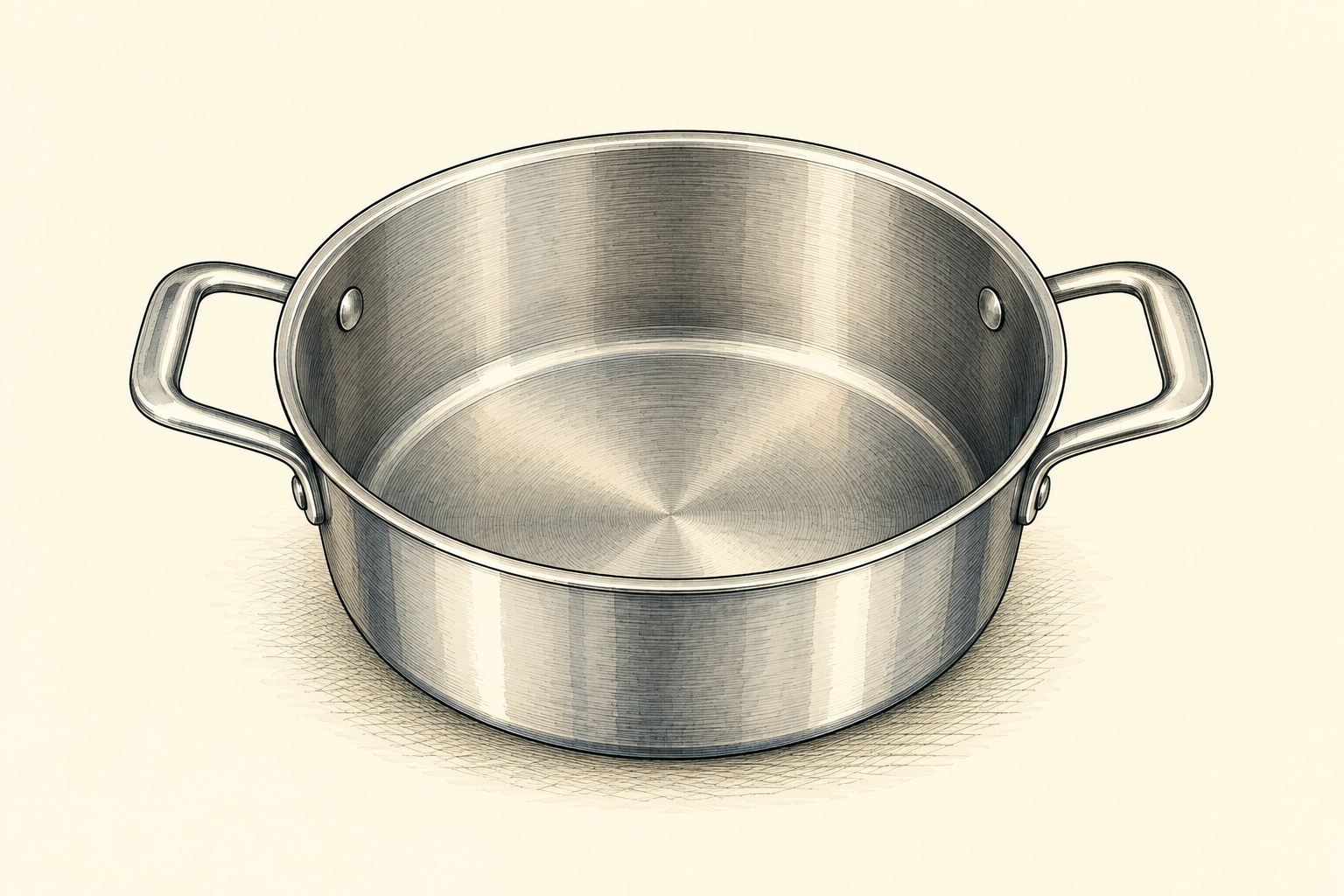 Illustration of Stainless Two-Handle Sauce Pot